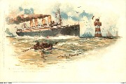 Nordd. Lloyd D. "Kaiser Wilhelm der Grosse" passier den Rothe Sand-Leuchtturm