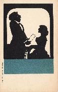 (silhouette choriste et femme au piano)