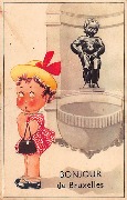 Bonjour de Bruxelles(petite fille dos &agrave; MannekenPis)