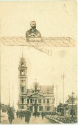 Adolphe Max survolant le palais de la ville de Bruxelles (en a&eacute;roplane)