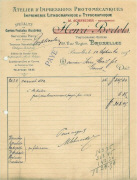Facture Henri Bertels surcharg&eacute;e M. Schneider Successeur 1915
