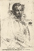 Eau-forte dessin&eacute;e par van Dyck-Portrait de Petrus Breughel