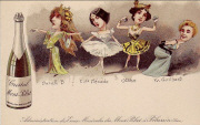 Cristal Mont-Pilat. Caricatures Sarah Bernhardt, Cleo de Merode, Otero, Yvette Guilbert