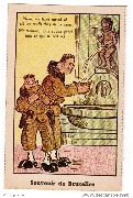 Manneken-Pis. Maintenant nous avons goûté tout ce qui se boit ici ! (Deux militiaires américains s'abreuvant à la fontaine)