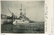 Anvers-Port Le Cuirassé allemand de 1re classe "Kaiser Karl der Grosse" Le devant du Navire