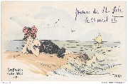 EnFants de la mer IX (baigneuse couch&eacute;e sur un rocher)