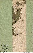 Demi-Vierge. (de profil tenant un bouquet de fleurs)