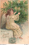 Joyeux No&euml;l (angelot installant des bougies sur un arbre de No&euml;l)
