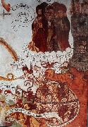 Zepperen St Genoveva Kerk Muurschilderingen 1509 Laatste Ordeel détail hel en vagevuur(enfer et purgatoire)