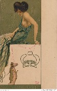 (Marionnettes - marionnettiste en robe rayée bleue et blanche)