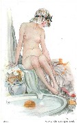A sa toilette. Le tub