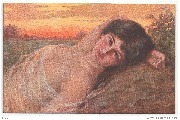 Femme allongée sur le dos, avec drapé transparent