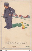 Hertzliche Oster Gr&uuml;sse. (Enfant et Canard)