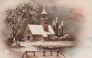 Bonne Année (église dans un paysage de neige)