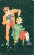 Fille se fait s&egrave;cher les cheveux chez le coiffeur