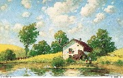 (Maison au bord d'un &eacute;tang)