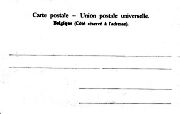 Carte Postale -  UPU Belgique (côté reservé à l'adresse) 4 lignes pas de timbre