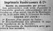 D&eacute;coupis journal 1908. XX&egrave;me. 4 Mars 1908 Liquidation Vanderauwera