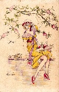 Sur le mur elle cueille du lilla