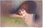 Femme au grand chapeau bleu