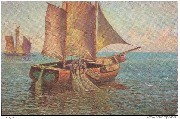 (Relevage du filet dans une barque de p&ecirc;che)