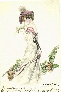 Joyeux No&euml;l Femme entour&eacute;e de branches de pin