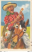 (Cowboy jouant de la guitare sur son cheval Yeux mobiles)