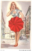 Pin-up au parapluie rouge