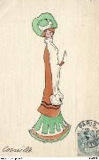 Femme mince au chapeau et robe verte