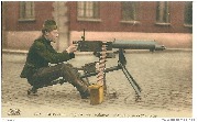 Armée belge. Régiment des Carabiniers - Mitrailleuse en position de tir
