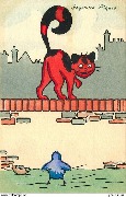 Joyeuses Pâques (chat rouge et poussin bleu)