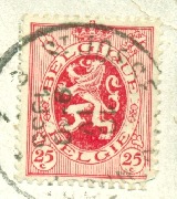 Lion H&eacute;raldique 25 centimes rouge carmin&eacute;