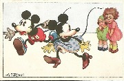 Mickey & Minnue (ayant peur d'un couple d'enfants)