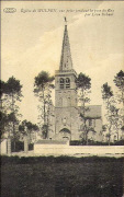 Eglise de Wulpen, vue prise pendant la pose du Coq par Léon robaut