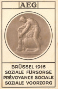 Brüssel 1916 A.E.G. Ausstellung Soziale fürsorge. Prévoyance sociale. Soziale voorzorg