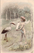 Cigogne et angelot