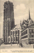 Malines. Tour de la Cathédrale (date de la fin du XIIIe siècle et terminée en 1319), hauteur de la tour 98 Mètres