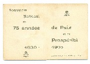 Souvenir National de 75 années de Paix et Prospérité 1830-1905