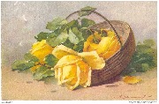 Corbeille de roses jaunes