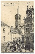 Niel. Kerk en Dorpstraat-Eglise et rue du Village