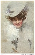 Femme en blanc avec une voilette