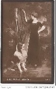 Jeune femme harpe et chien