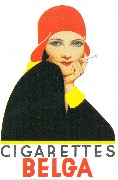 CIGARETTES BELGA(femme au bonnet rouge,vêtement noir et jaune)