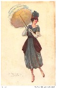 Femme élégante tenant une ombrelle ouverte