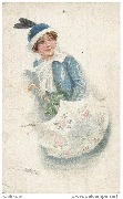 Jeune femme à l'ombrelle blanche ornée de motifs à fleurs