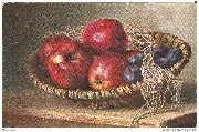 (Panier en osier et pommes rouges)