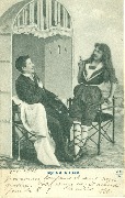 Discussion entre homme assis et jeune femme debout sur la plage