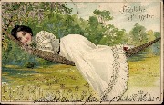 Frölich Pfingsten(jeune femme allongée sur un hamac)