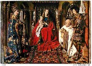 Brugge Groeningemuseum Jan Van Eyck (ca 1390-1441) De Madonna met Kannunik Joris van de Paele, St Donaas en St. Joris