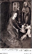 L'Adoration des Mages. Volet du Triptyque.  La Vierge adore l'Enfant. Bruges. Hôpital Saint-Jean